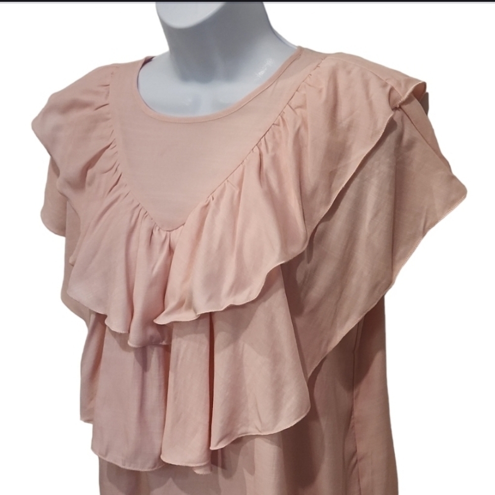 Pink Ruffle Pilgrim Top Keyhole Back - Picture 4 of 7